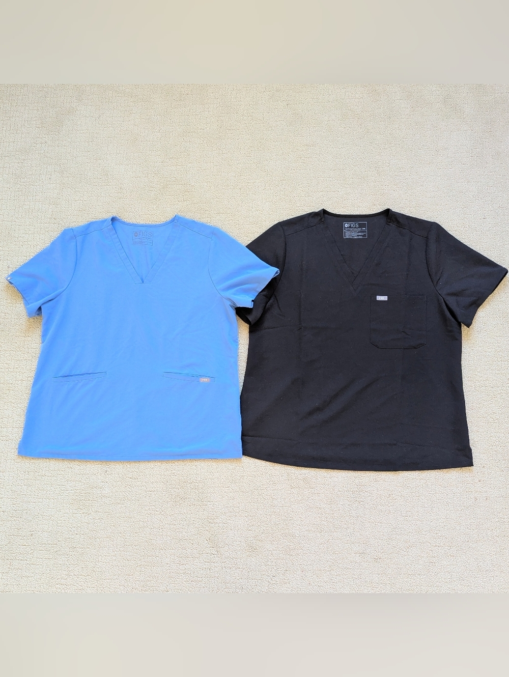 FIGS Women Scrub Top Bundle XXL Ceil Blue Casma Black Catarina Pockets Stretch